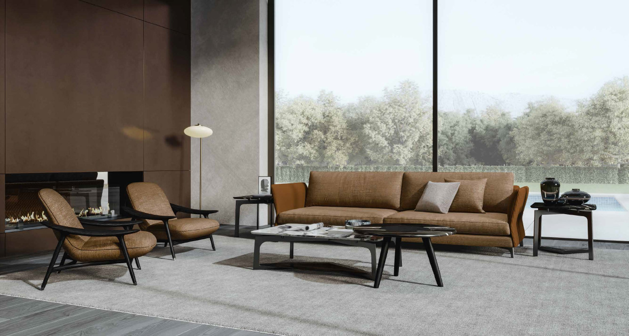 BLOSSOM sofa | GAIA armchair | WAVE small tables | LOTUS small side table